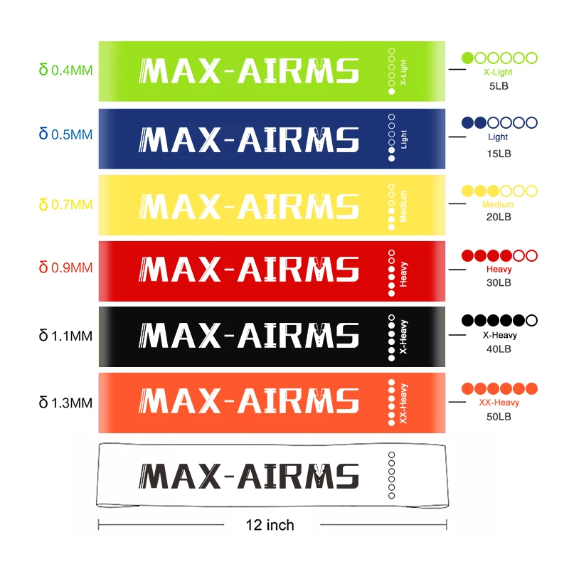 Набор эластичных лент Maxairms для фитнеса йоги спортзала 6 уровней