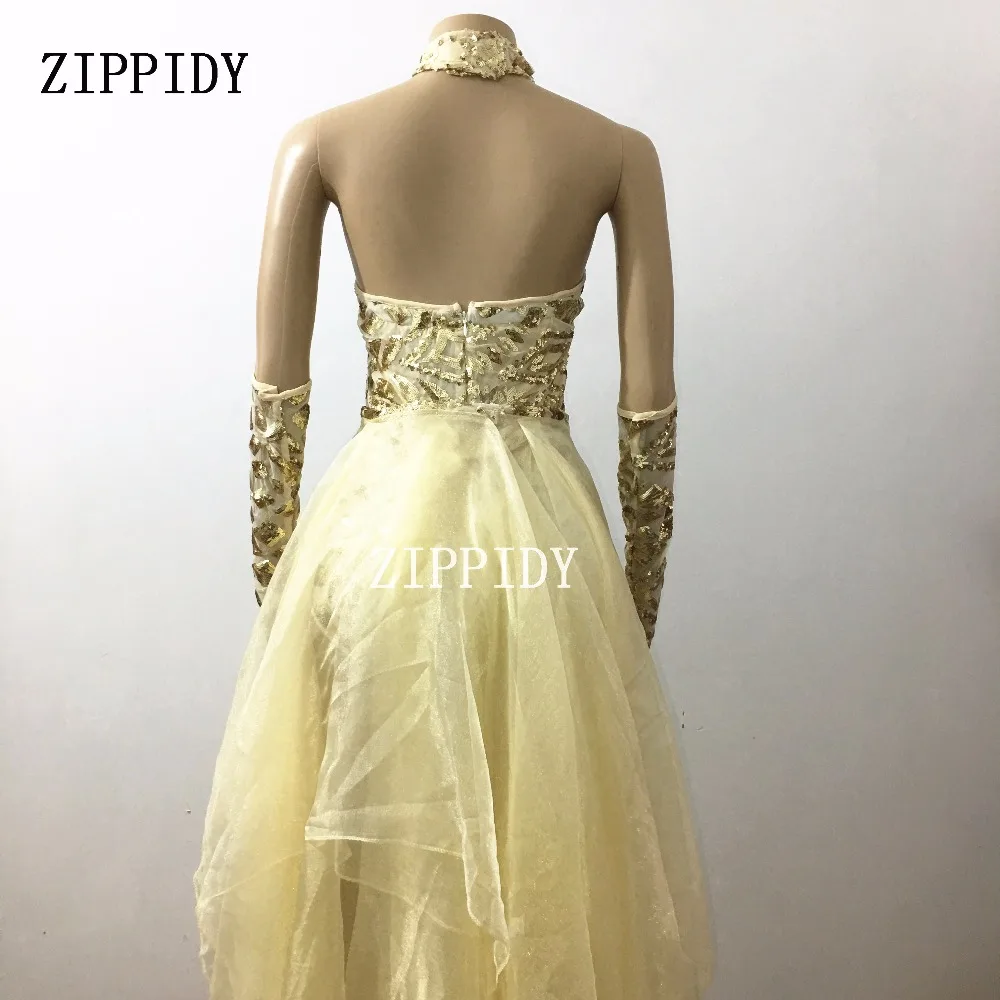 Боди с золотыми блестками Женский костюм для выступления певицы Праздничный