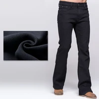 grg mens winter boot cut jeans thicken warm stretch denim black jeans slim slightly flare pants polar fleece jeans