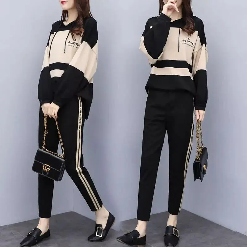Large Size Tracksuit For Women 2 Piece Set Top And Pants Sportswear Two Piece Outfits Casual Ensemble Femme Deux Pieces Clothes