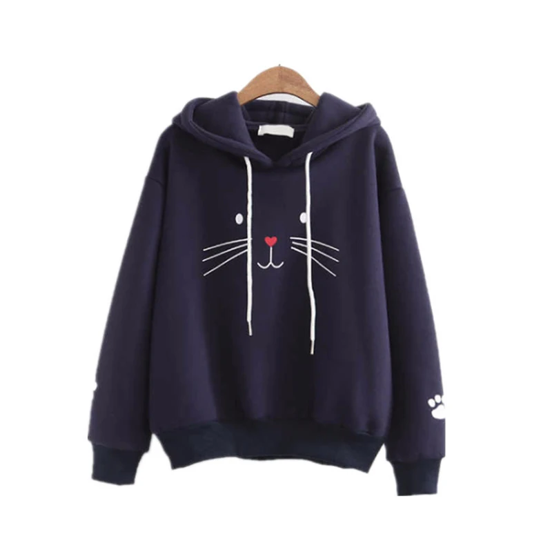 2018 Новая мода осень зима милый пуловер с принтом кота толстые свободные женские