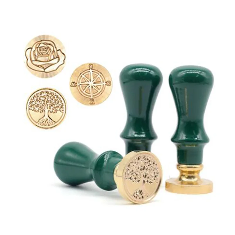 Винтажная Медная головка с деревянной ручкой восковая древняя печать деревянная