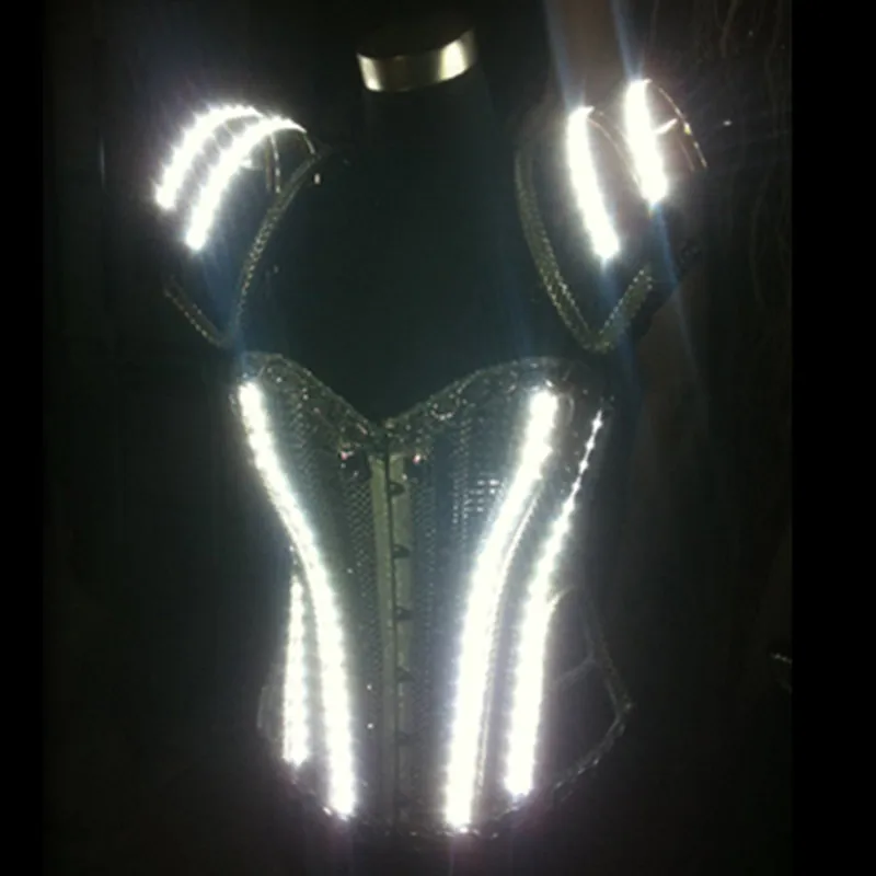 Горячая Распродажа светящиеся костюмы для шоу модные женщин воин броня певица