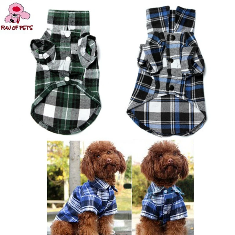 2017 новая модная Милая клетчатая футболка в клетку куртка для собак Одежда щенков