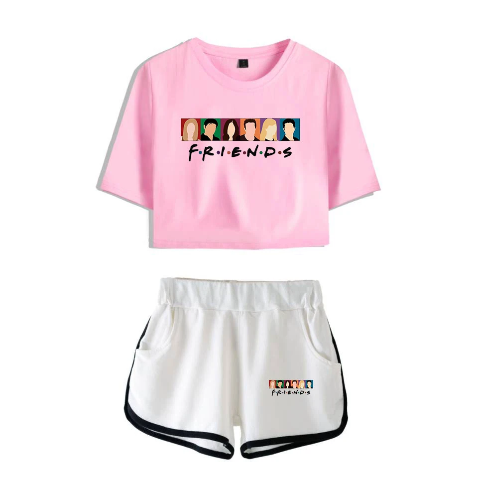 Модные летние шорты и футболка для друзей женские комплекты из двух предметов