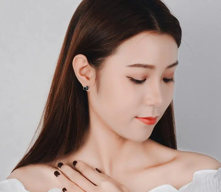 Модные милые женские серьги гвоздики из стерлингового серебра 925 пробы с