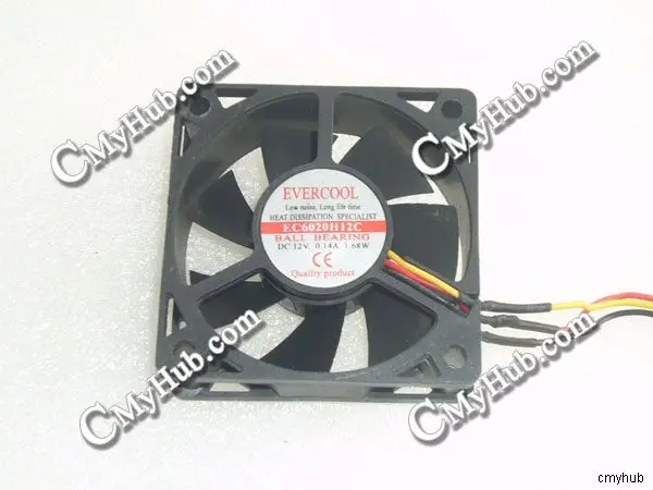 Подлинный для EVERCOOL EC6020H12C DC12V 0.14A 1 68 W 3-контактный 3-проводной 6020 60X60X20MM охлаждающий