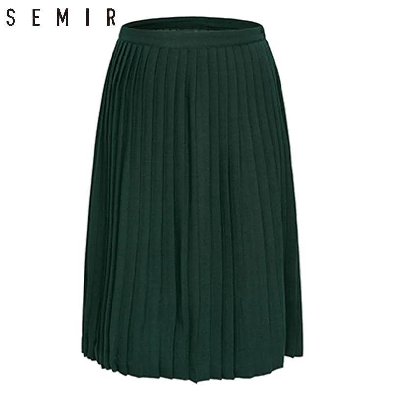 SEMIR юбка для женщин Новая мода 2018 плиссированные юбки Средний стиль черный