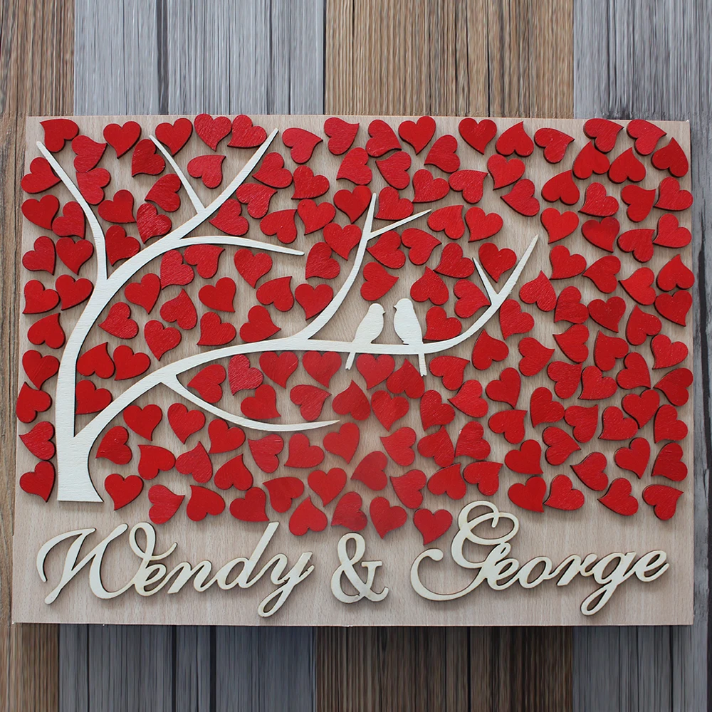 

Индивидуальная 3D деревянная Гостевая книга, свадебная книга с уникальным деревом, деревенская индивидуальная вывеска для свадебного декор...