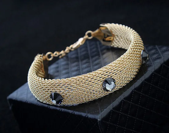 

Hot Fashion Jewelry Bracelets Bangles Crystals From Austria Accessories Wristband Bracelet For Women Valentine Gift