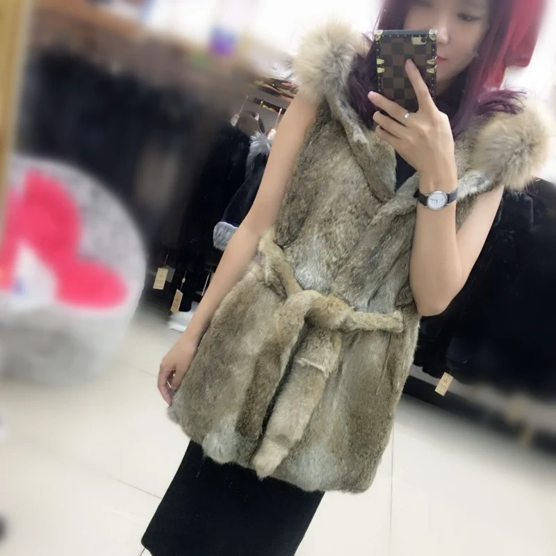 (TopFurMall) женский модный жилет из натурального кроличьего меха облегающая Талия