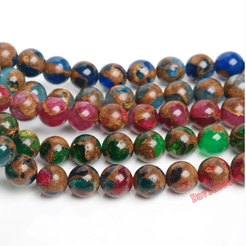 Непальские бусины из натурального светло-синего красного зеленого золотого