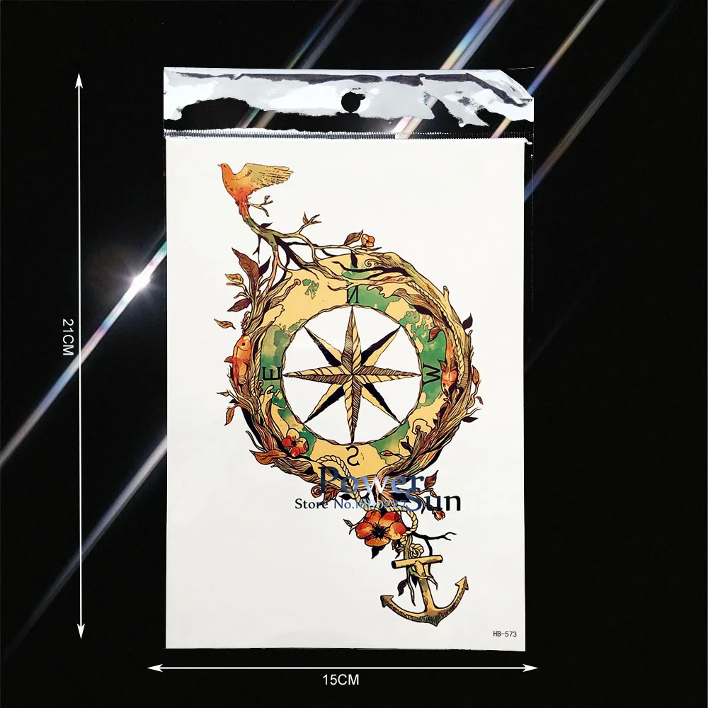 Женские сексуальные Временные татуировки компас поддельные флэш наклейки 3D PHB 573