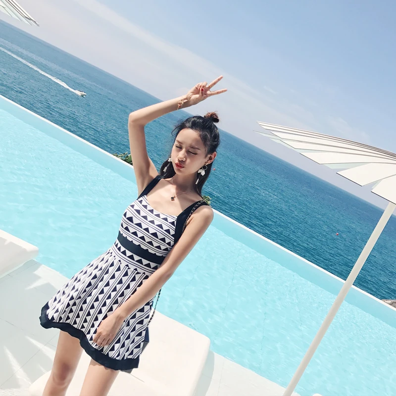 Цельный купальник для женщин накидка девочек платье с высокой талией