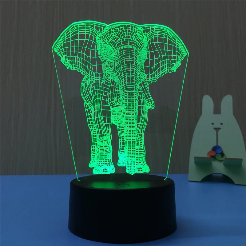 Elephant 3D LED Night Light USB 7 Color Decoration Househould lamp for kids night light as Holidays &amp Birthdays Gift | Лампы и