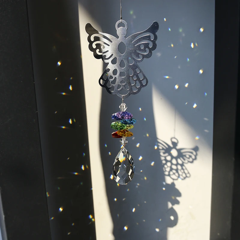 H& D Радужный Кристалл Suncatchers полый Ангел чакра висячая подвеска Призма окна украшения упаковка из 3