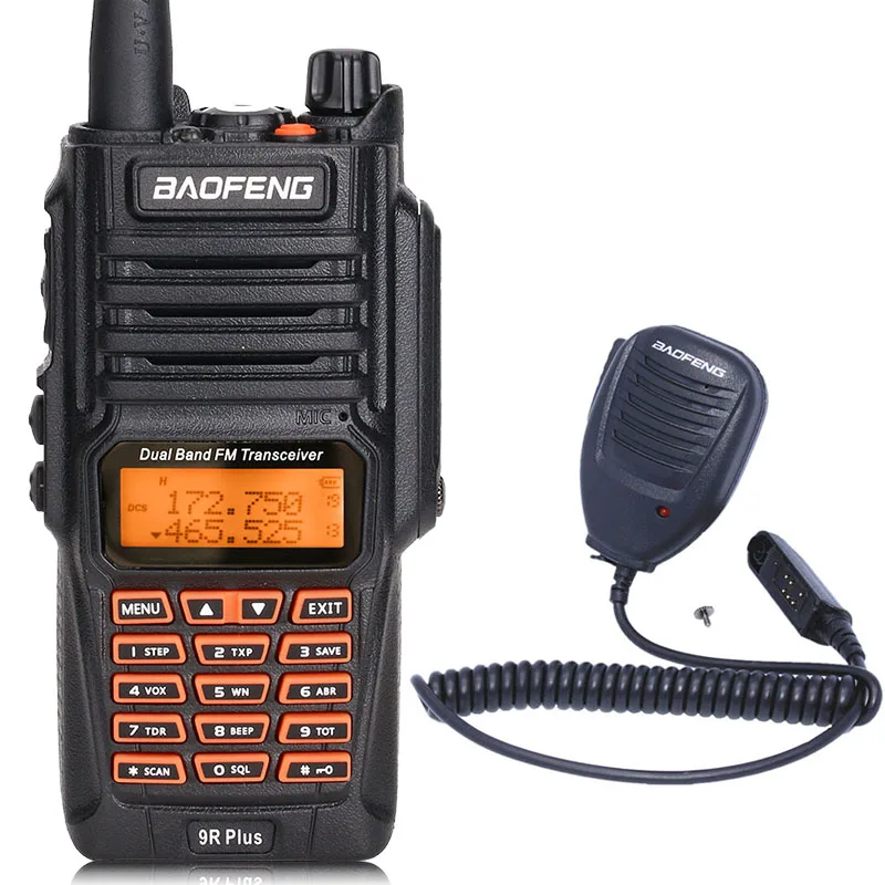 Baofeng UV-9R Plus портативная рация 8 Вт 2800 мАч Двухдиапазонная IP67 водонепроницаемая двухсторонняя радио hf трансивер UV 9R кемпинг - Цвет: add speaker mic