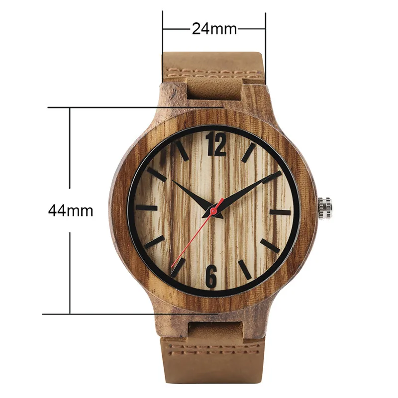 

YISUYA Luxury Mens Handmade Nature Bamboo Wooden Watches Leather Quartz Wood Red Pointer Casual Sport Wristwatch Clock