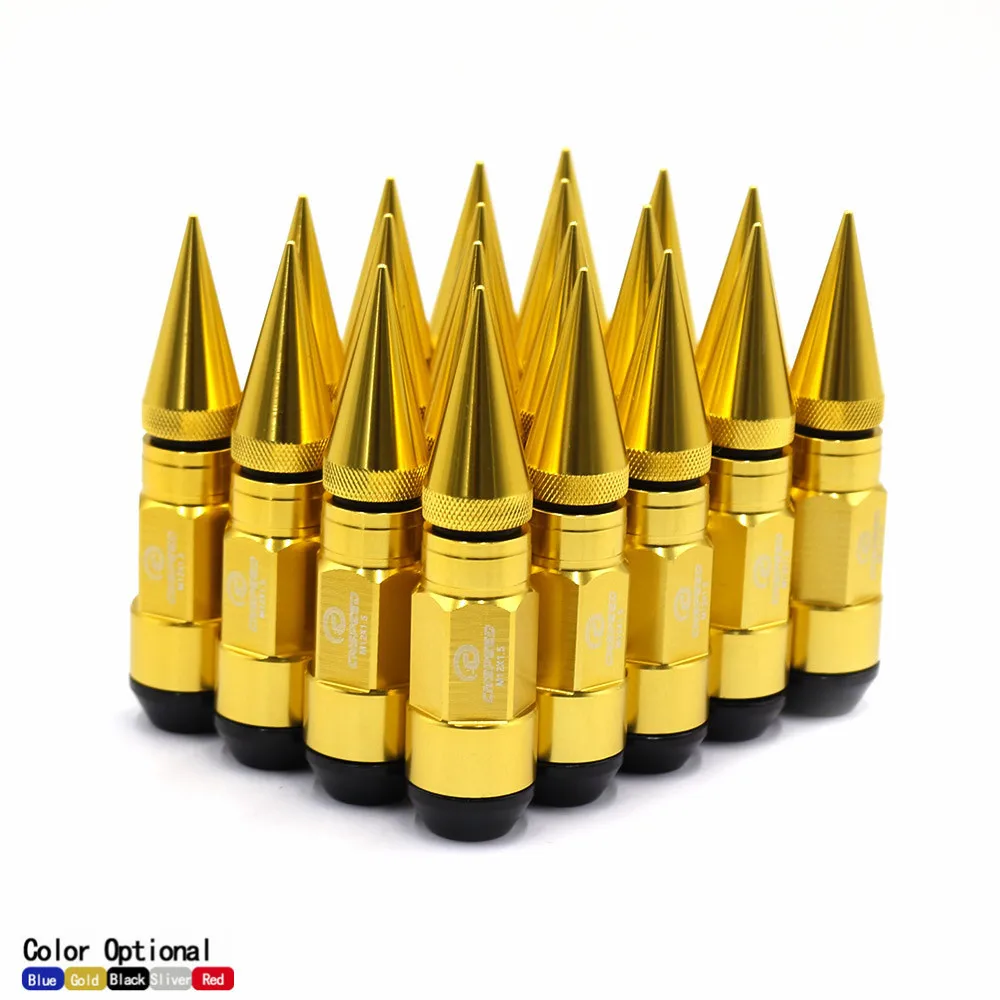 gold CNSPEED 20 шт. Колесные гайки алюминиевый и Железный Расширенный тюнер M12x1.5 93 мм колесные гайки с шипом для колес диски YC101152 - Название цвета: gold
