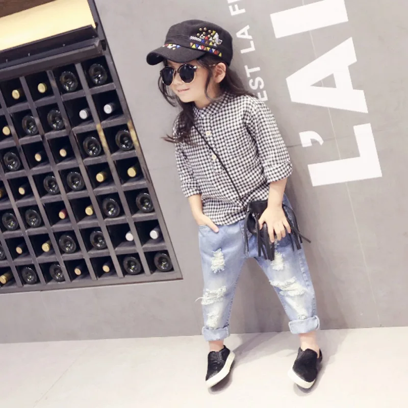 2020 новые стильные детские джинсы брюки для мальчиков и девочек осенние модные