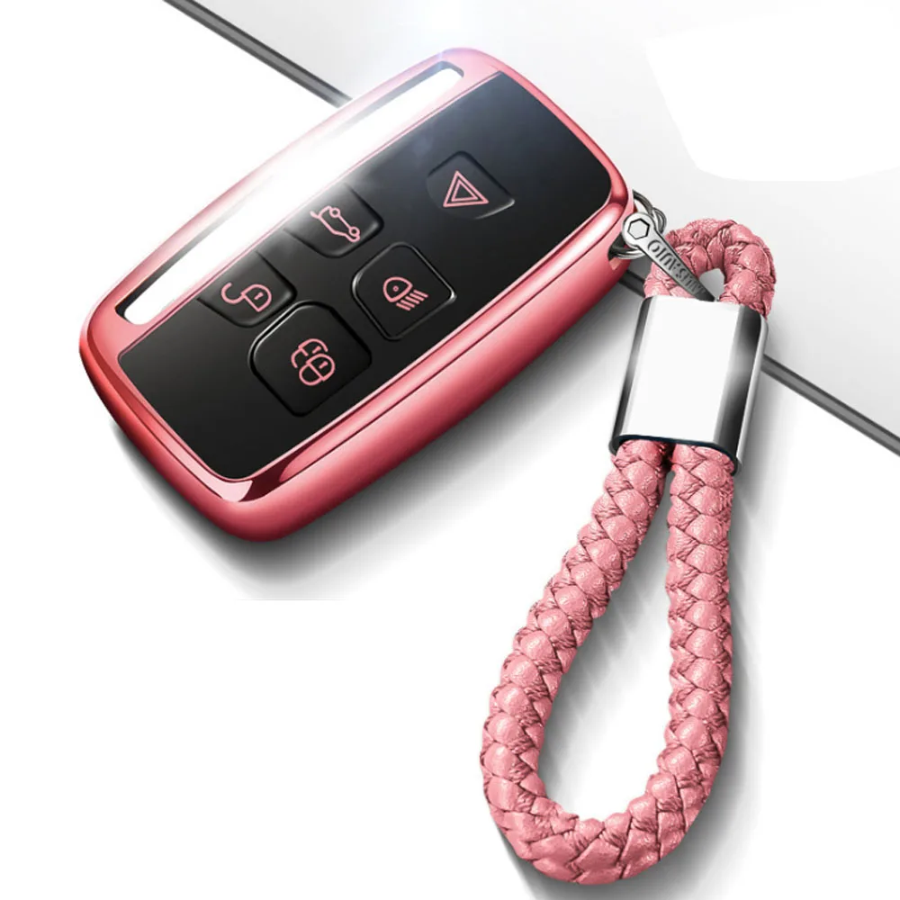 Pink Braided buckle Мягкий ТПУ чехол для ключей для Land Rover A9 Range Rover Sport Evoque freelander 2 Jaguar XE XJ Xjl XF C-X16 V12 гитара F X Typ - Название цвета: Pink Braided buckle