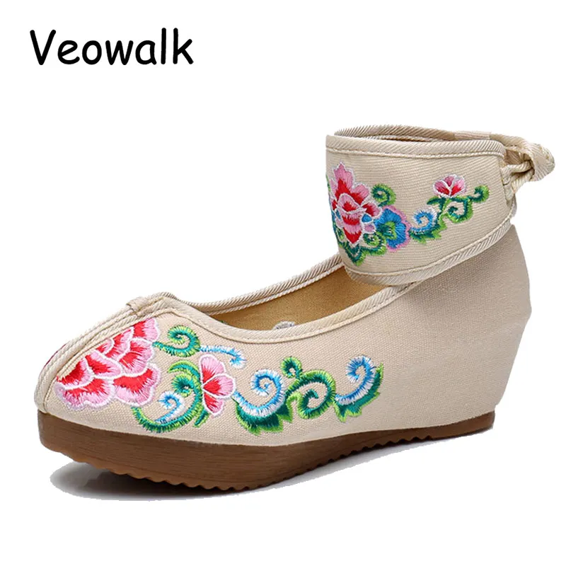 Veowalk/женские в винтажном стиле Женская обувь с ремешком на щиколотке парусиновая