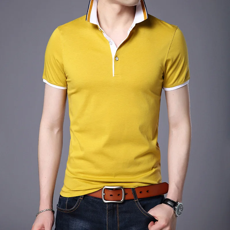 

2019 summer men's T-shirt short-sleeved fashion lapel Slim Korean T-shirt bottoming shirt summer