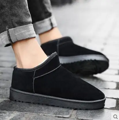 Мужская обувь из хлопка в Корейском стиле бархатная теплая без застежки короткие