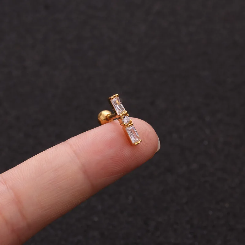 Silver Gold Color CZ Stud Piercing Moon Star Cartilage Earring Conch Tragus Helix Jewelry пирсинг | Украшения и аксессуары