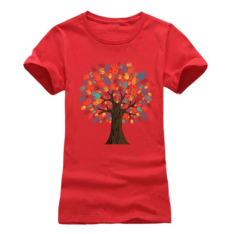 2017 г. Новые модные летние женские футболки Coloful дерево печатных футболка женщин