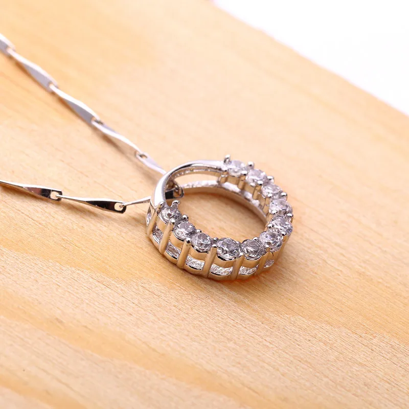 925 Серебряный кулон корейский мода циркон Пряжа Для женщин серебро ювелирные