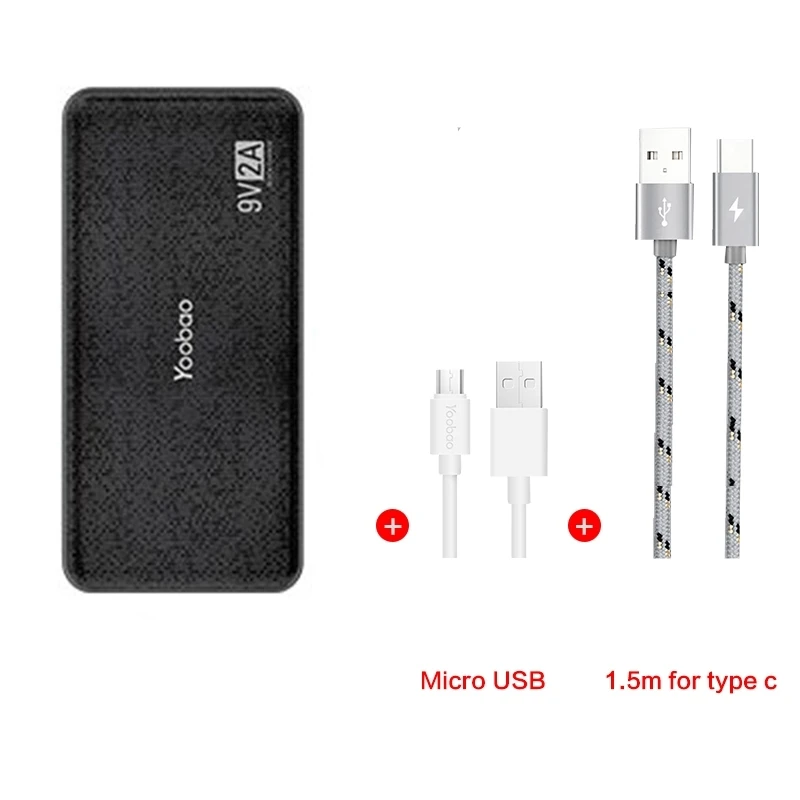 black type-c Yoobao Quick Charge power Bank для Xiaomi Mi 12000 mAh QC 2,0 Pover Bank 9V 2A портативное зарядное устройство Внешняя батарея для huawei P8 - Цвет: black type-c