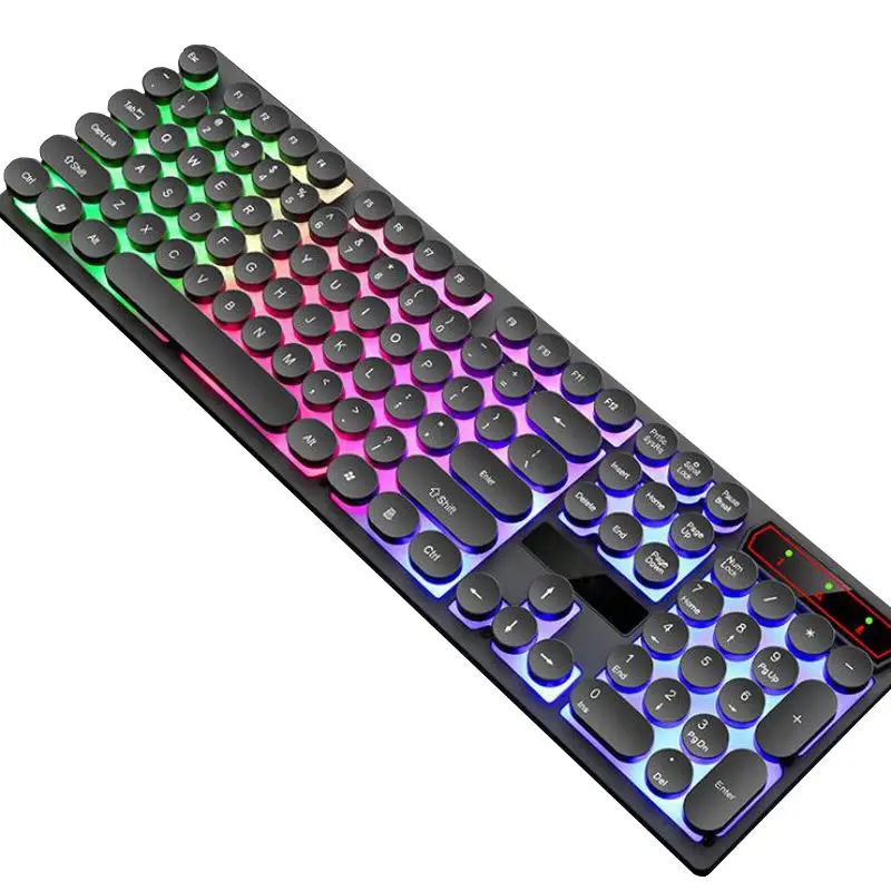 USB Проводная Ретро Паровая панк компьютерная клавиатура со светодиодной