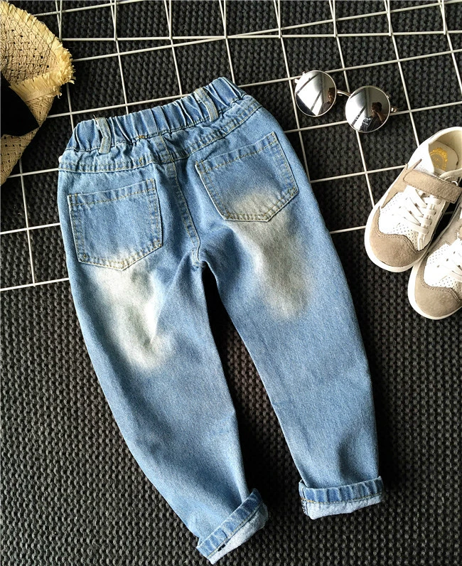 2018New детские джинсы для мальчиков и девочек высокое качество модные