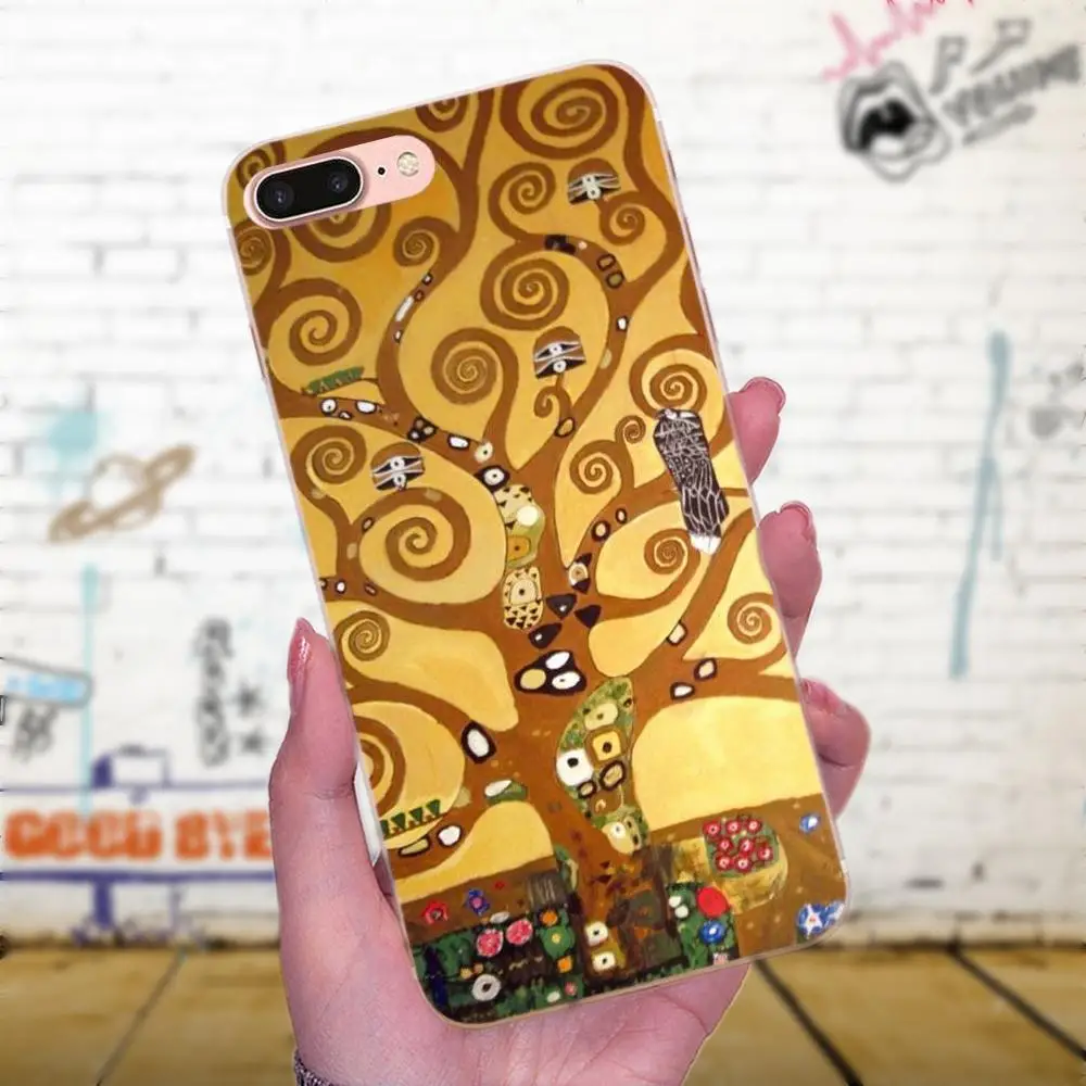 Мягкие чехлы для Apple iPhone X XS Max XR 4 4S 5 5C 5S SE 6 6S 7 8 Plus Klimt Gustav Art Tree Of Life | Мобильные