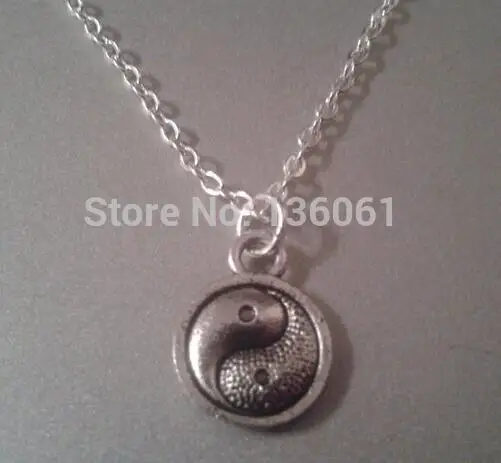 Винтажное серебряное ожерелье с подвеской в виде сердца крыла Инь Янь хамса руки