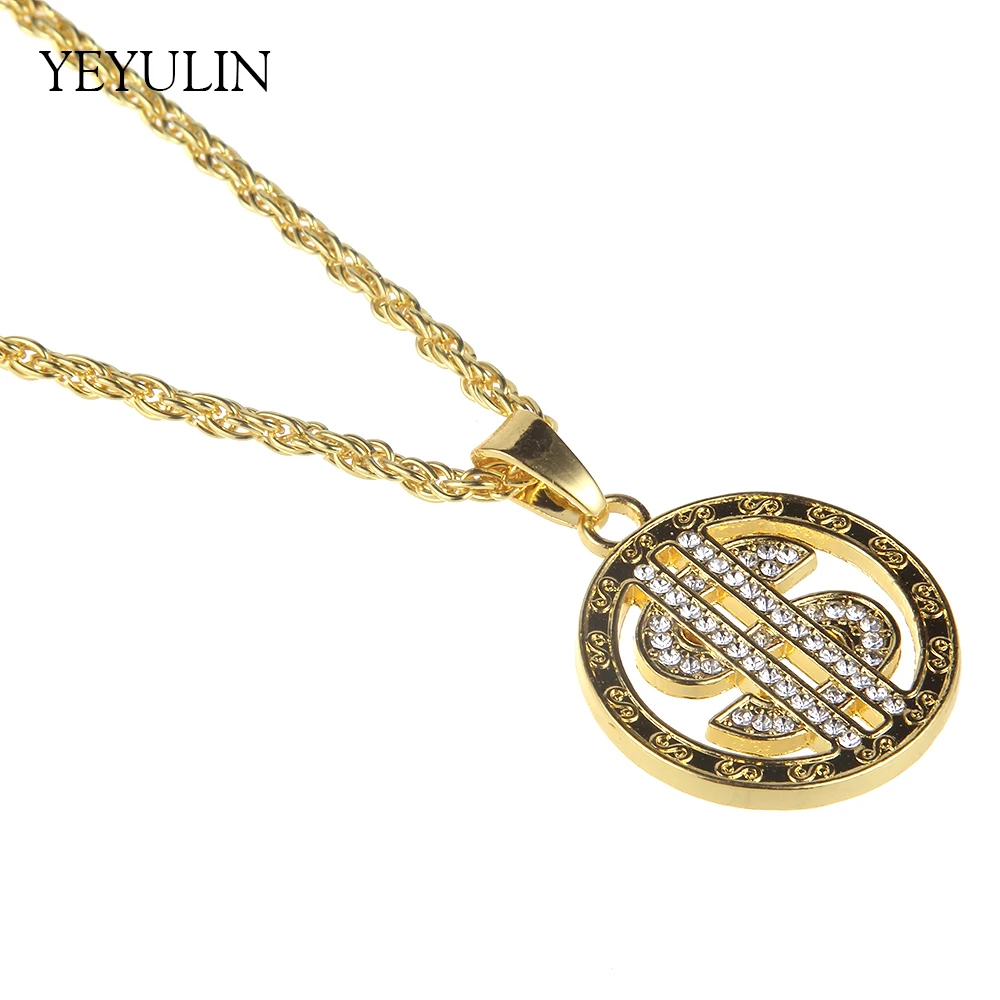 Стразы из нержавеющей стали ожерелье с подвеской со знаком кубинской цепочки