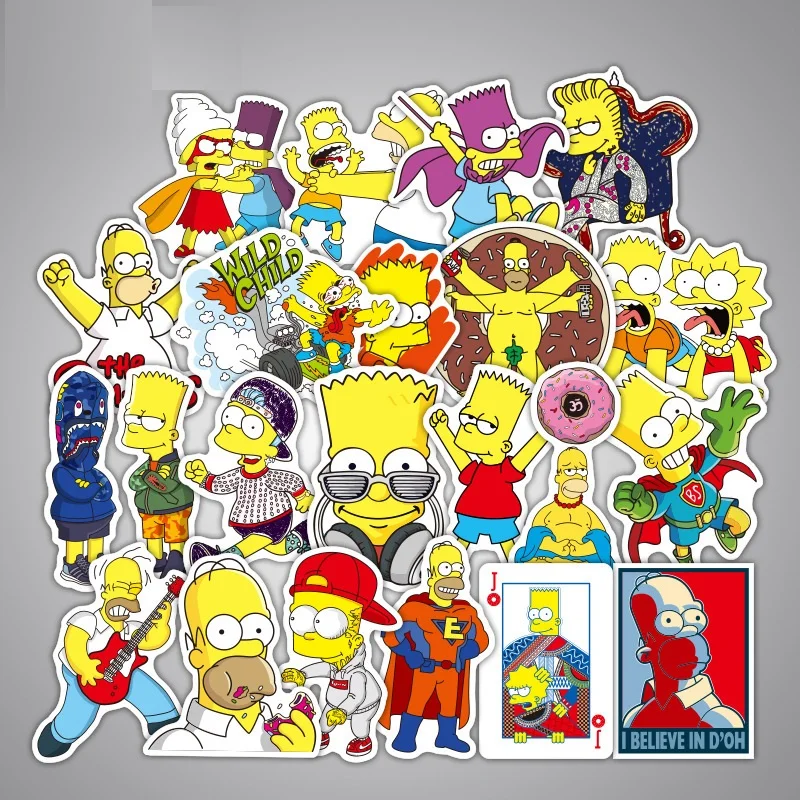 50pcs/pack Sticker Waterproof No duplicate Mix Pattern The Simpsons for Children On Laptop Suitcase Guitar Cool Fashion Stickers | Игрушки и