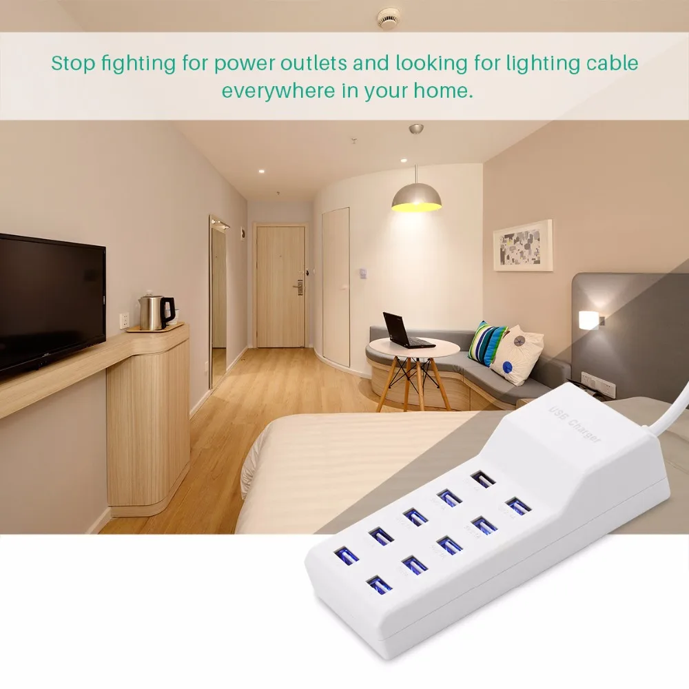 Зарядное устройство Powstro с 10 USB портами 60 Вт А|usb phone charger|iq chargerphone charger |