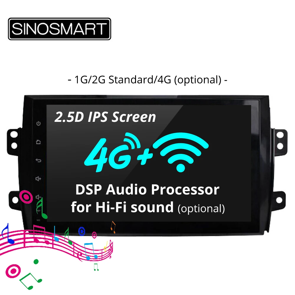 GPS плеер SINOSMART 2.5D IPS/QLED 1G/2G для Suzuki SX4 Fiat Sedici Hatchback 2006 2012 32EQ DSP 4G RAM опционально|android