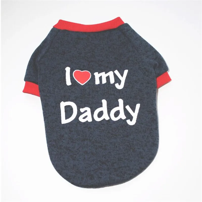 Свитер для собак, одежда для собак, Love My Daddy My Mommy, кофты для щенков, хлопковая теплая одежда для мопса, Осень-зима, костюмы для животных - Цвет: navy love daddy