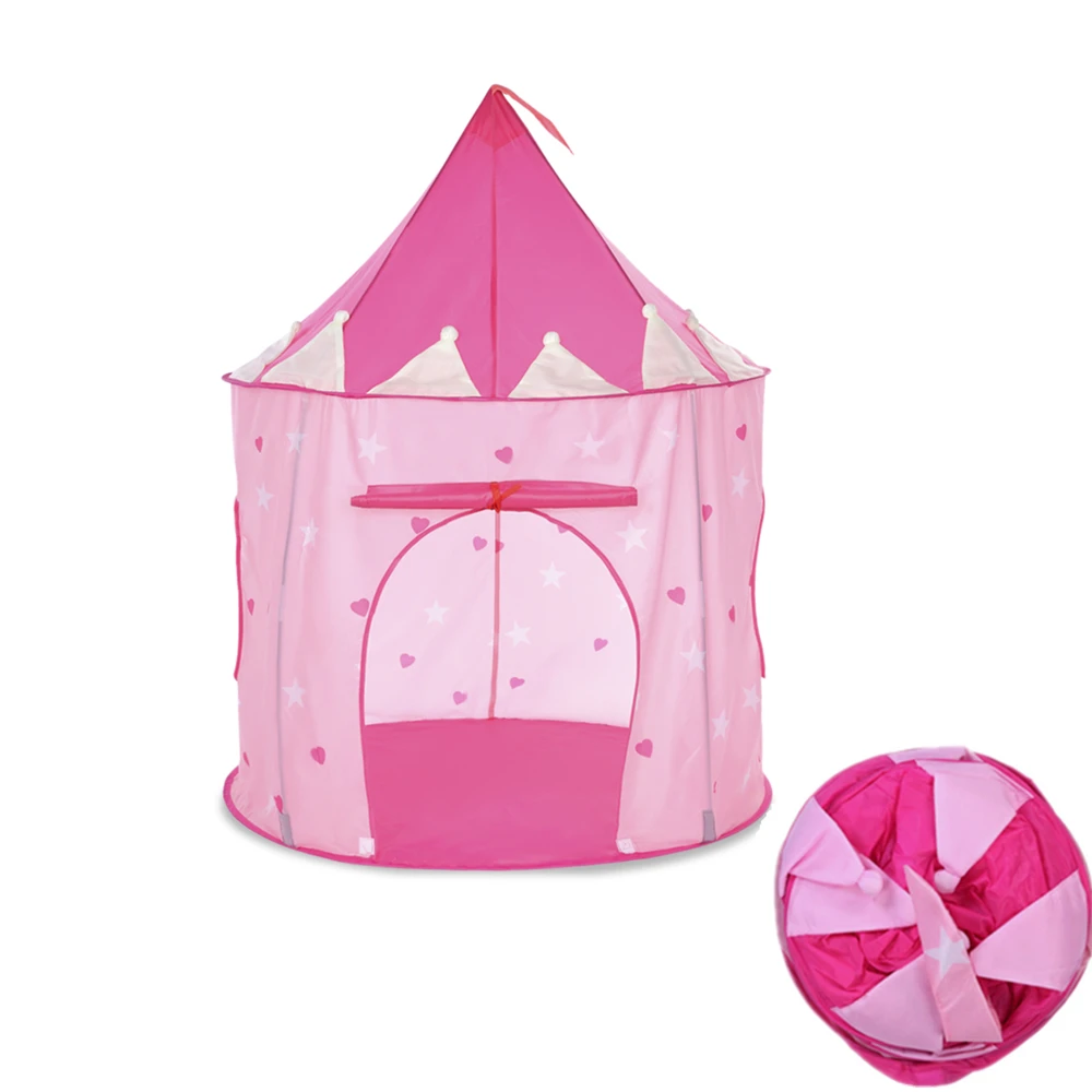 Детская игровая палатка принцессы с замком светится в темноте со звездами