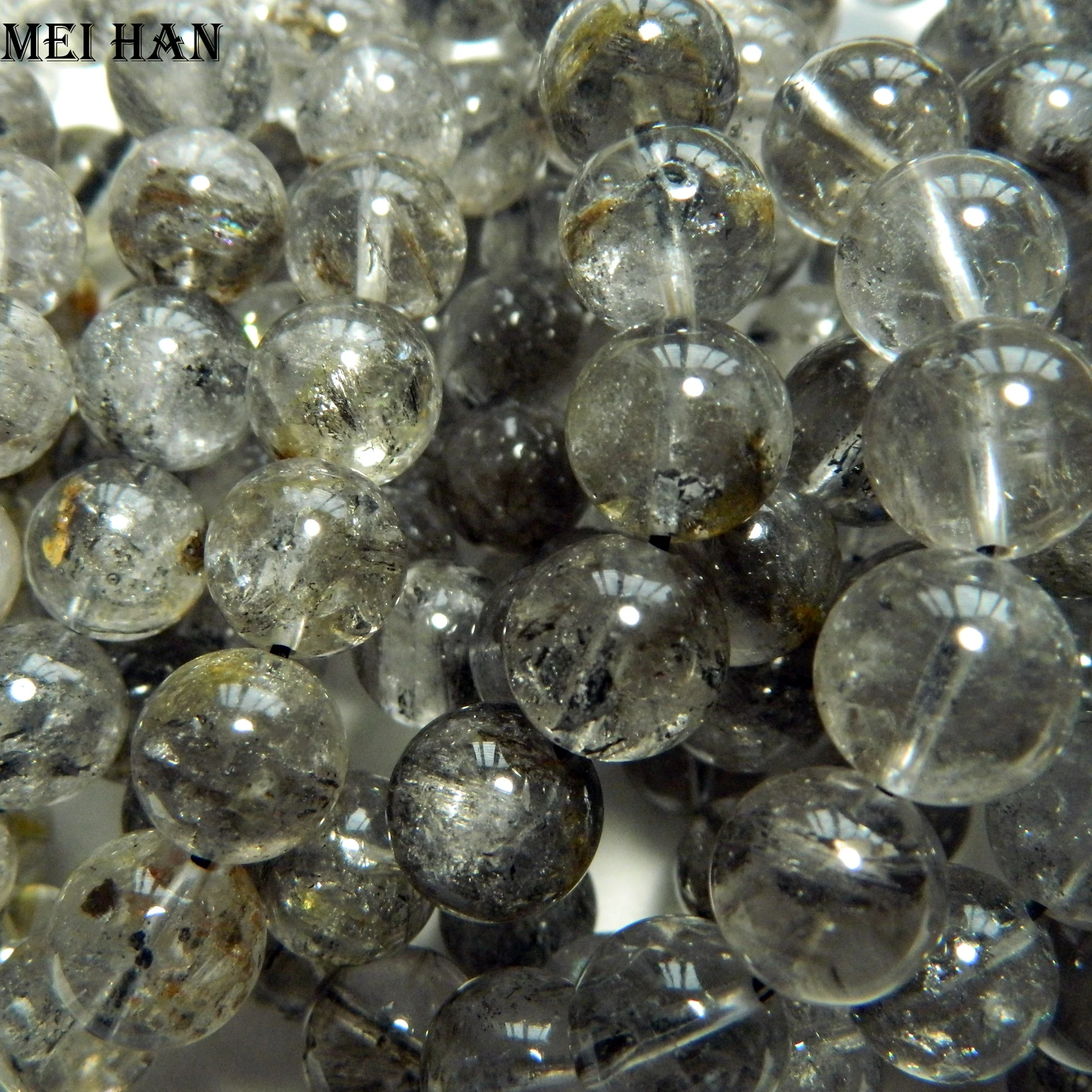 Meihan Free shipping (17beads/set/42g) natural 12-12.8mm the Himalaya energy quartz round beads for jewelry making design | Украшения и