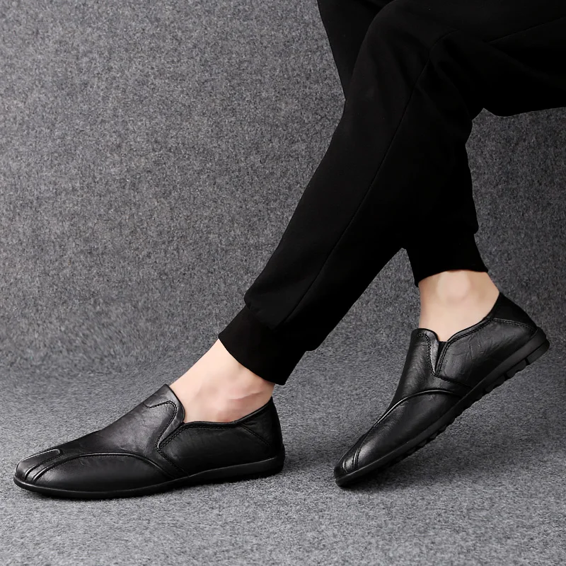 

2019 men Casual Shoes Loafers Genuine Leather Flat Slip On Designer fashion breathable Shoes Men Moccasins Free Shipping j3