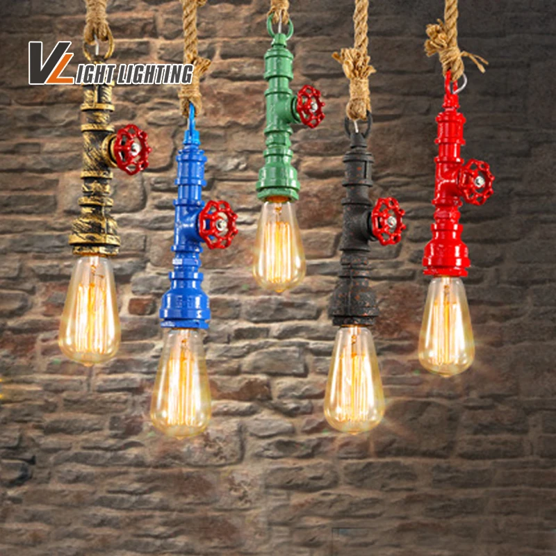 Винтажный подвесной светильник в стиле лофт веревка для водопроводной трубы