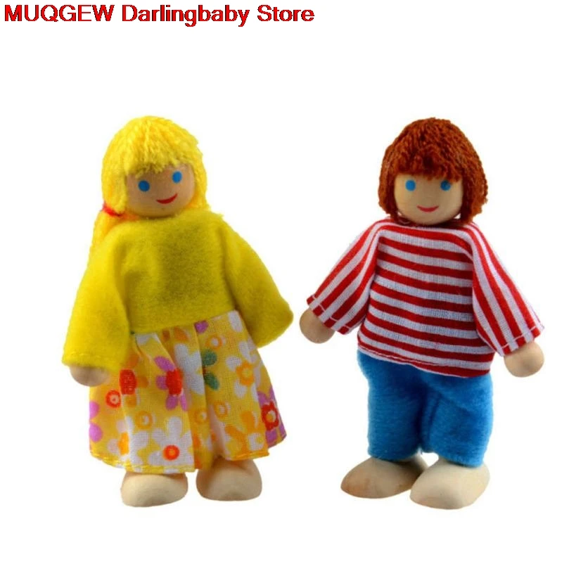 Новинка забавными гаджеты деревянный Мебель Куклы дом Семья миниатюрный 7 люди