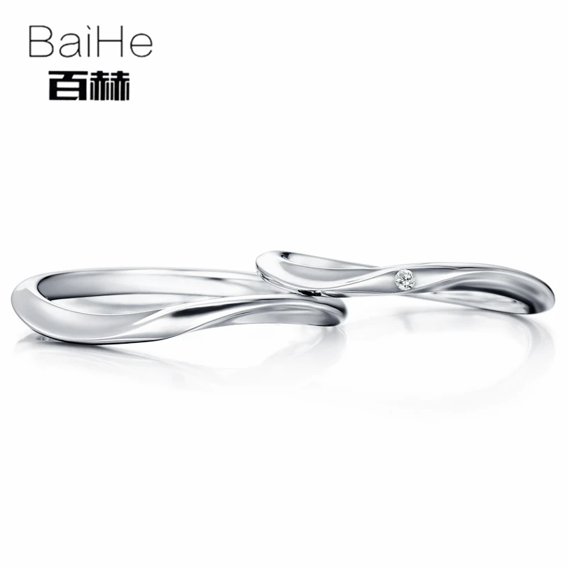 BAIHE однотонное 18K Белое Золото 0.01ct сертифицировано H/SI круглой 100% натуральный