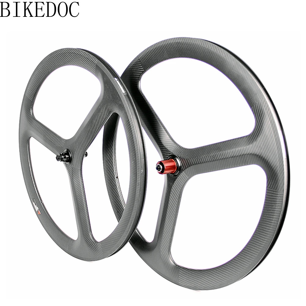 BIKEDOC карбоновые колеса 700C 3-спицевые Ширина 25 мм трехспицевые зеркальные зубчатые