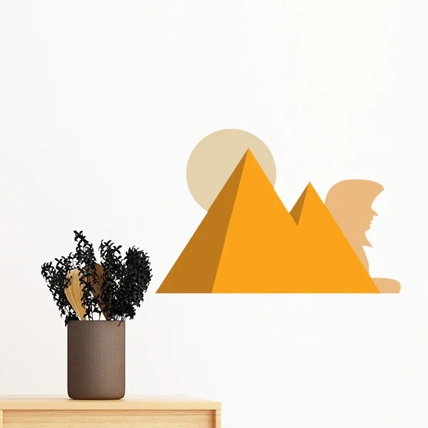 

Egypt Culture Yellow Sphinx Pyramids Sun Abstract Illustration Pattern Wall Sticker Art Decal Mural DIY Wallpaper for Room Decal