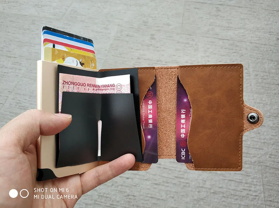 RFID Блокировка винтажный кожаный кредитный держатель для карт мужской металлический алюминиевый сплав Бизнес ID визитница тонкий кошелек чехол для карт кошелек